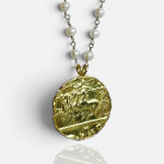 The Victory Chariot Coin & Pearl Pendant - Sterling Silver 925